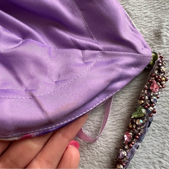 Jovani Beaded Watercolor Floral High-Low Embellished Bustle Prom Pageant Gown - Picture 11 of 17